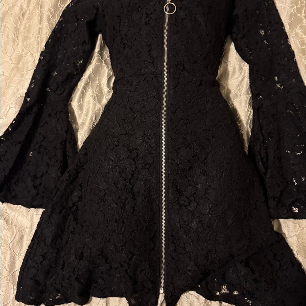 Wayf Black Lace Long Sleeve Dress
